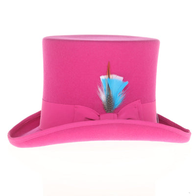 Men's Tall 100% Wool Dress Top Hat in Hot Pink Fuschia