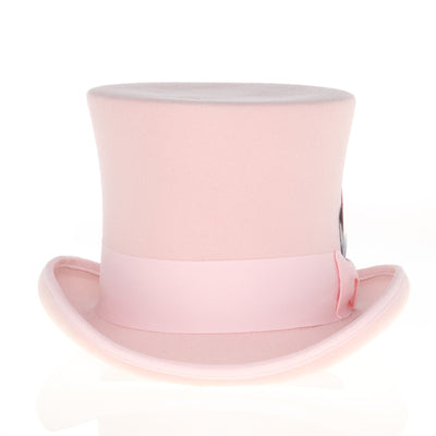 Men's Tall 100% Wool Dress Top Hat in Pink