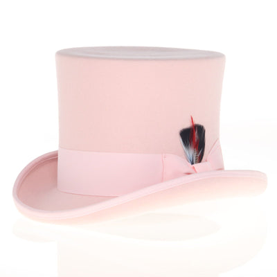 Men's Tall 100% Wool Dress Top Hat in Pink