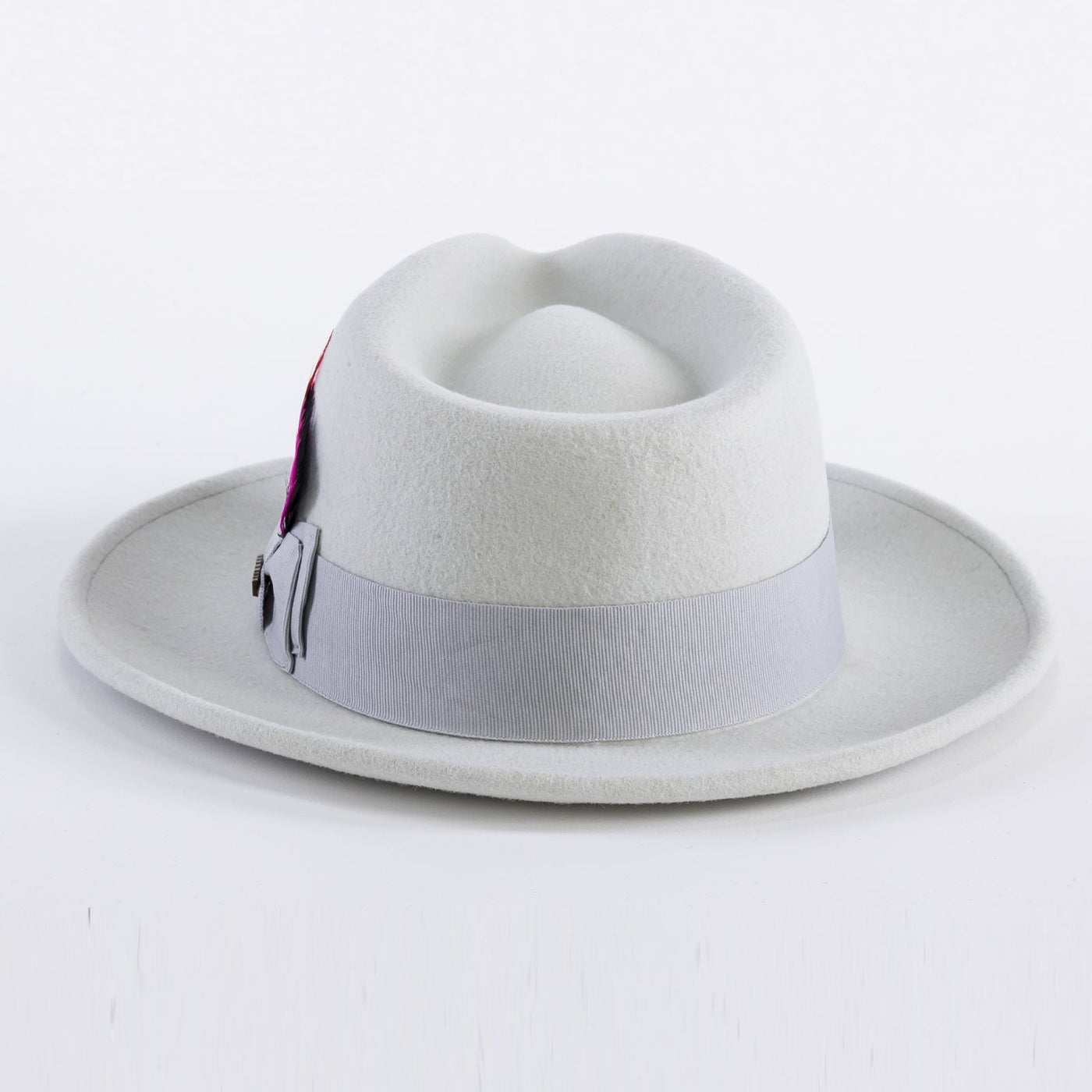 Mens Classic Wool Fedora Dress Hat in Light Grey