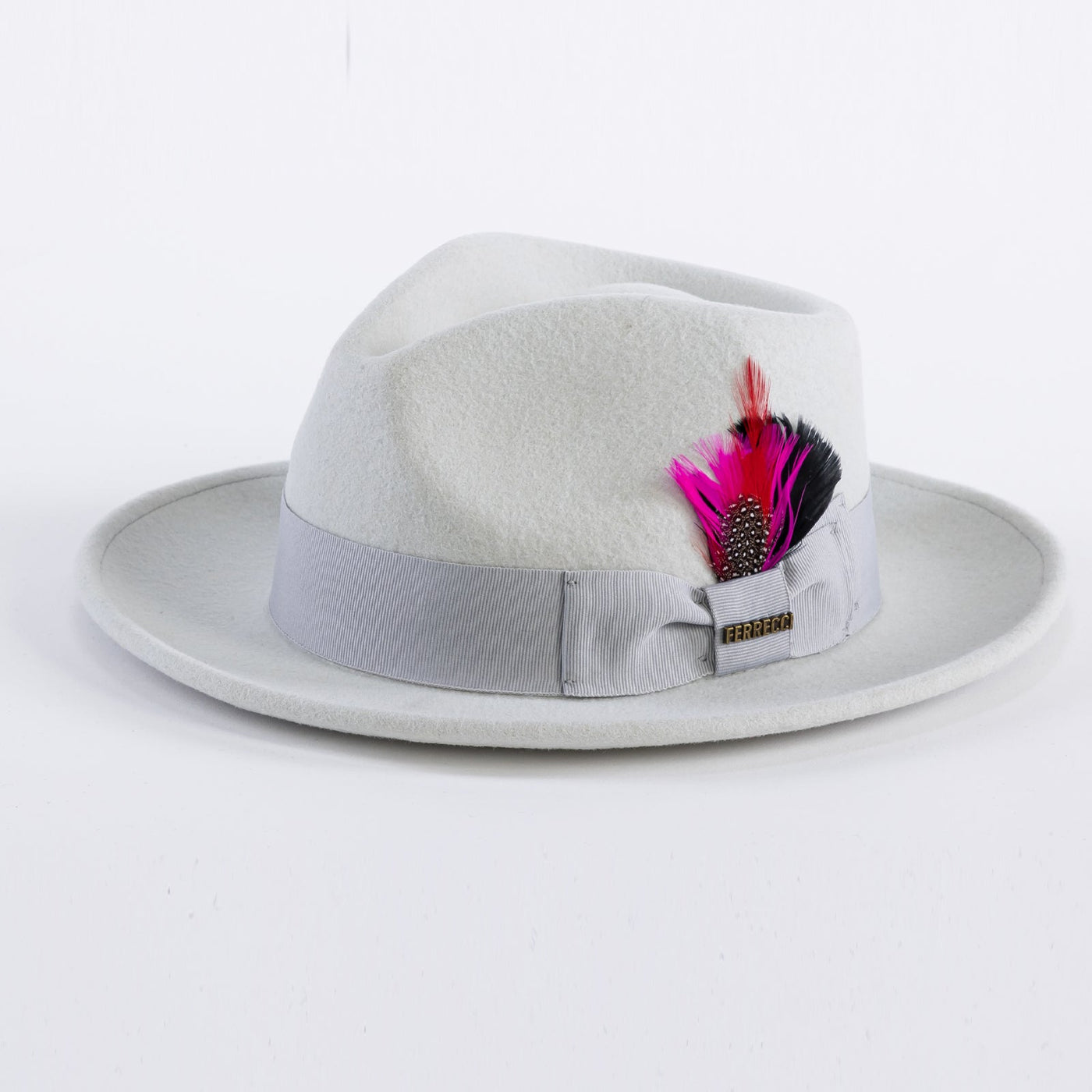 Mens Classic Wool Fedora Dress Hat in Light Grey