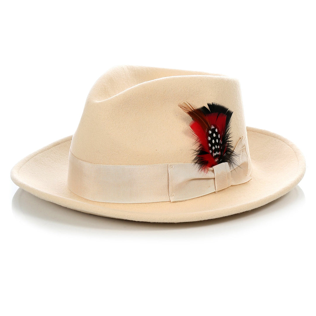 Mens Classic Wool Fedora Dress Hat in Tan – SignatureMenswear display picture 2