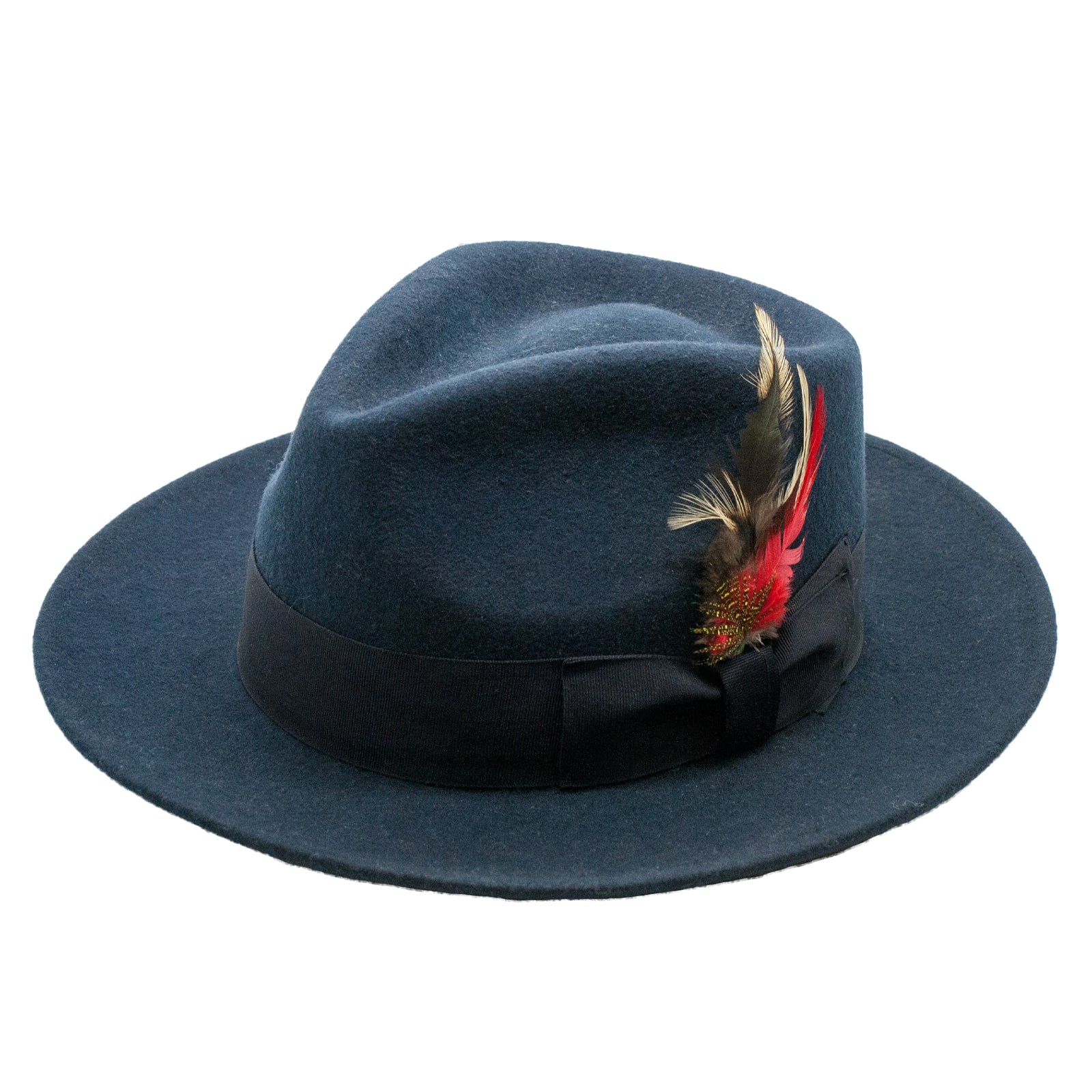 Mens Classic Wool Fedora Dress Hat in Navy Blue Mens Classic Wool Fedora Dress Hat in Navy Blue