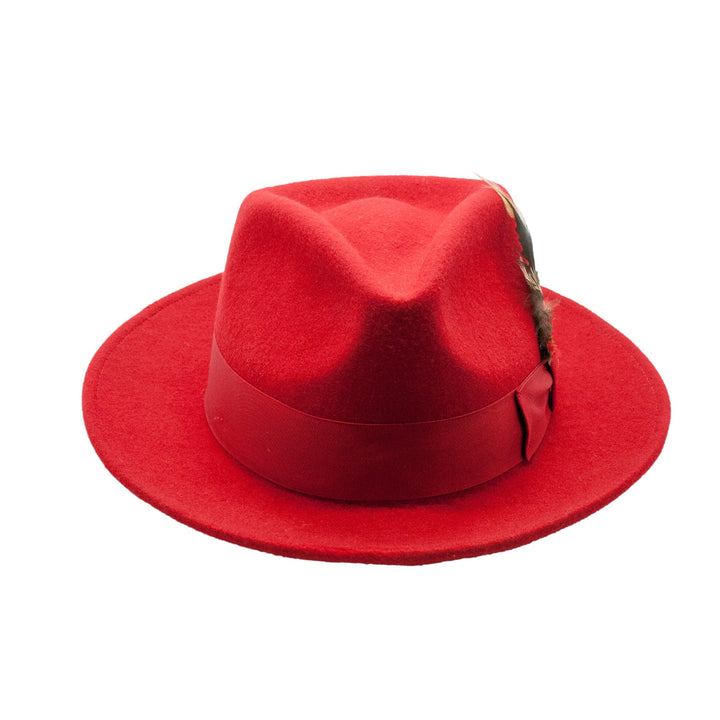 mens dress hat Mens Classic Wool Fedora Dress Hat in Red, Red / Medium