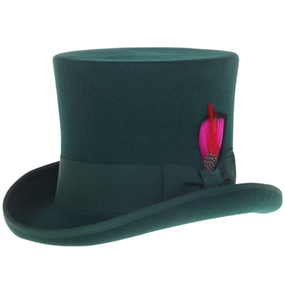 Men's Tall 100% Wool Dress Top Hat in Hunter Green