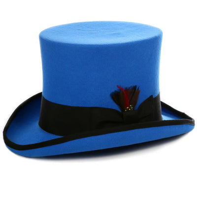 Men's Tall 100% Wool Dress Top Hat in Blue & Black