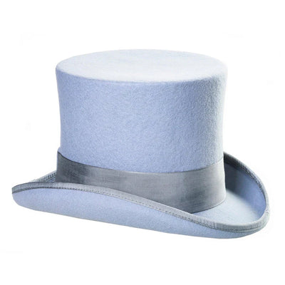 Men's Tall 100% Wool Dress Top Hat in Sky Blue