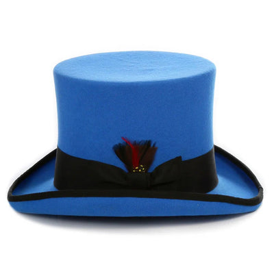 Men's Tall 100% Wool Dress Top Hat in Blue & Black