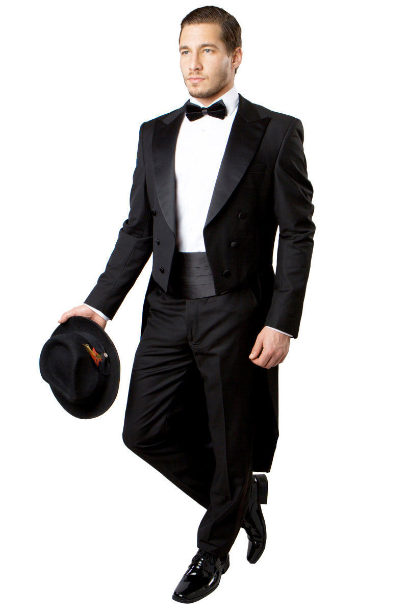 Men's Classic Designer Long Tail Tuxedo in Black