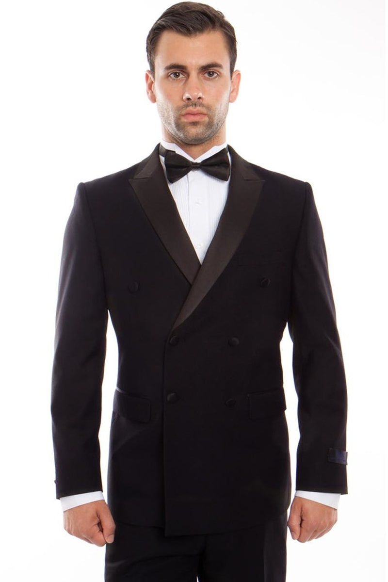 Men's Slim Fit Double Breasted Tuxedo in Black – SignatureMenswear