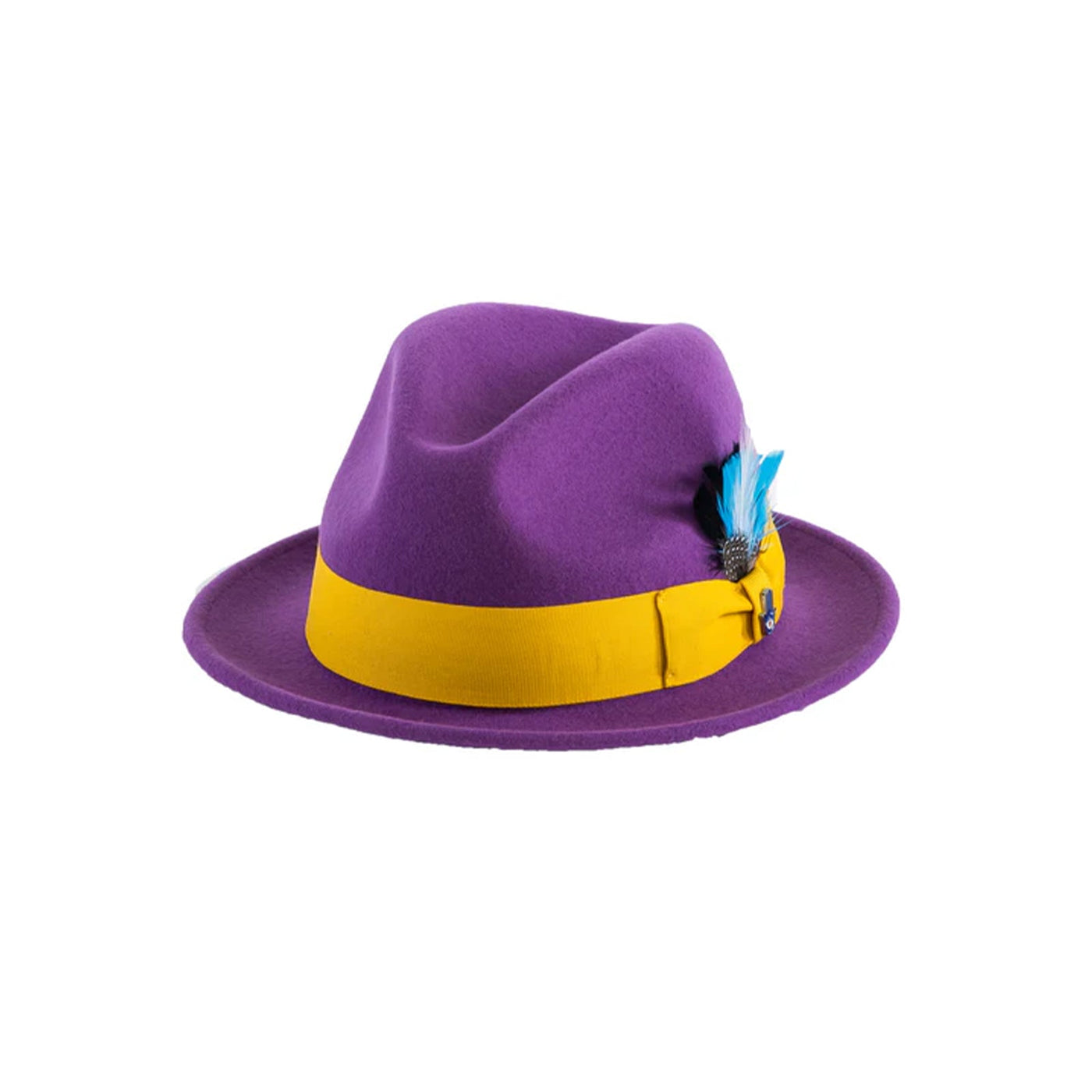 Mens Narrow Brim Crushable Wool Dress Hat Trilby Fedora in Purple