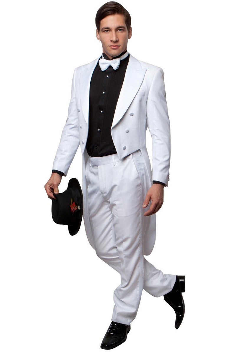 Men's Classic Designer Long Tail Tuxedo in White