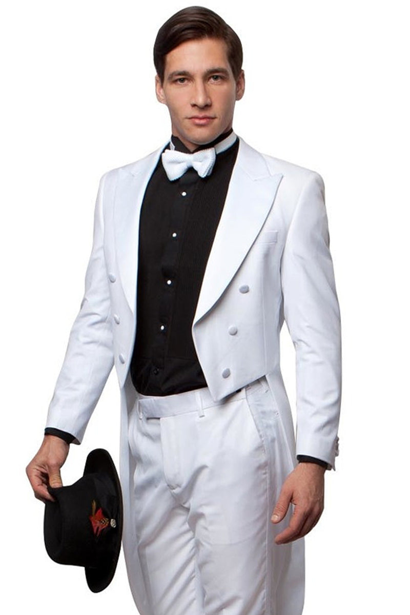 Men's Classic Designer Long Tail Tuxedo in White