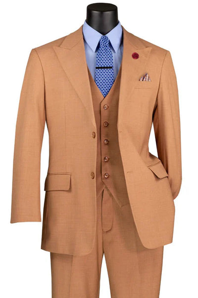 Men's Summer Sharkskin Vested Suit in Orange Rust