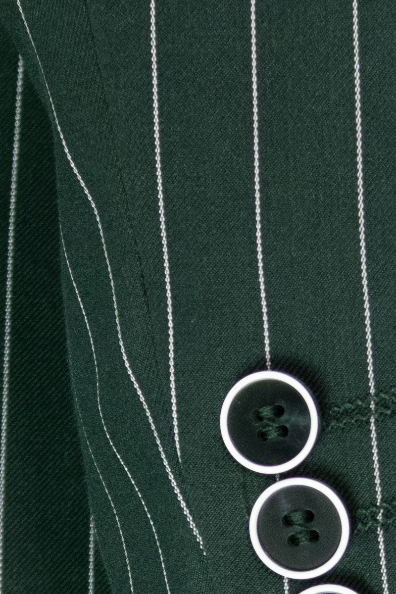 Men's Vested Bold Gangster Pinstripe Suit in Hunter Green