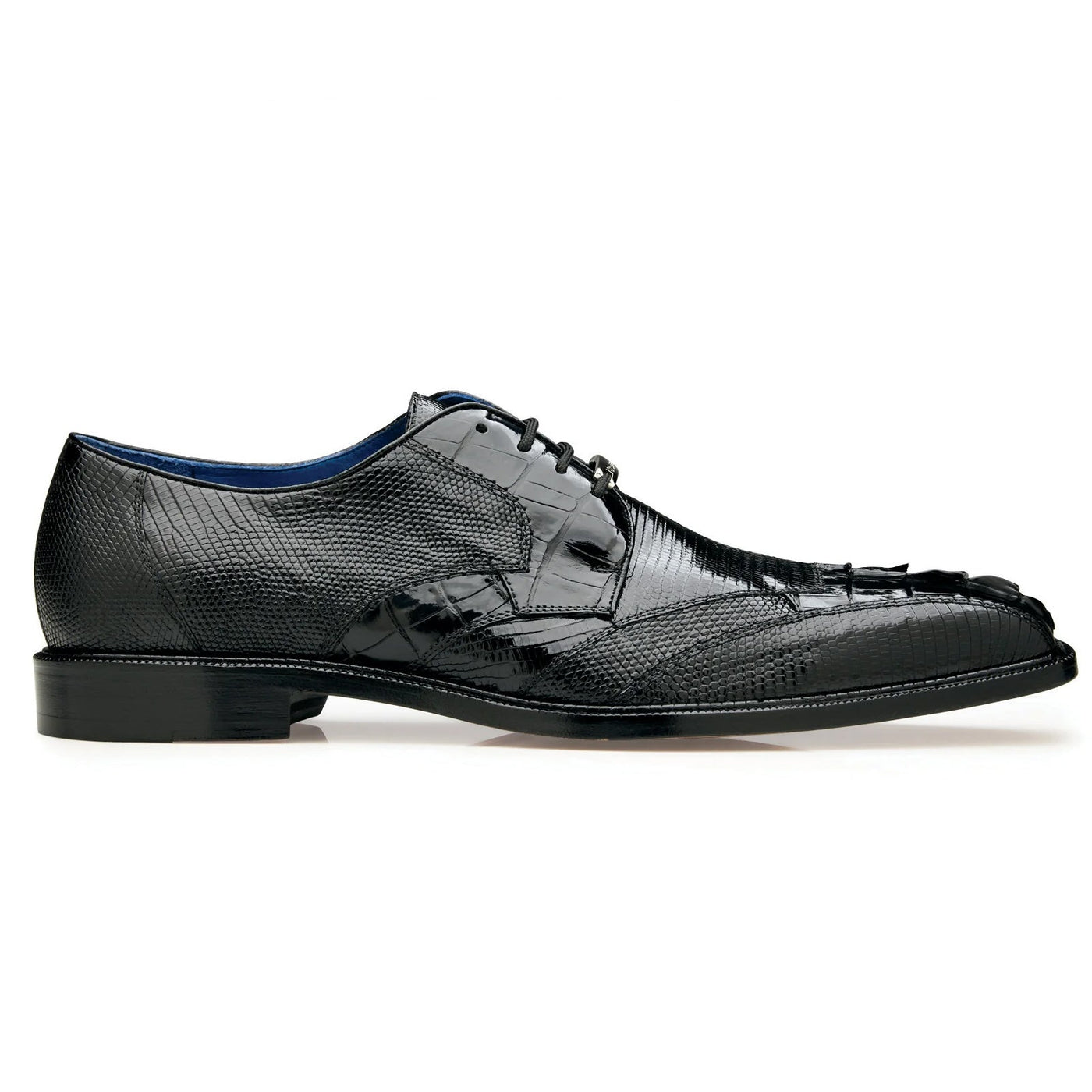 Men's Belvedere Valter Lizard & Crocodile Hornback Tail Dress Shoe in Black