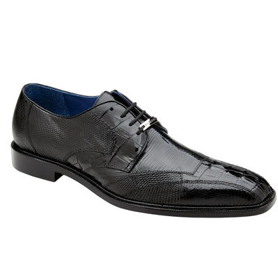 Men's Belvedere Valter Lizard & Crocodile Hornback Tail Dress Shoe in Black