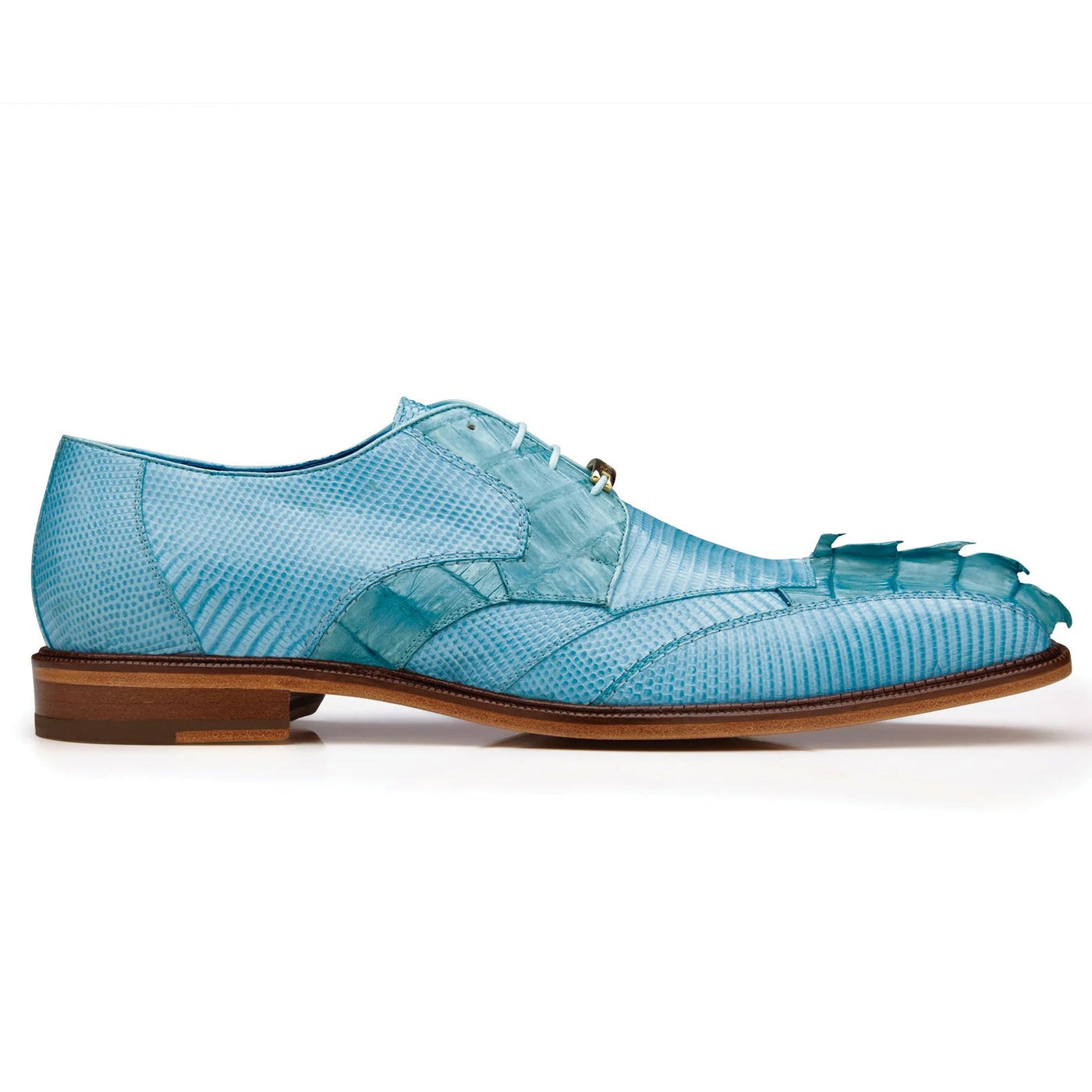 Men's Belvedere Valter Lizard & Crocodile Hornback Tail Dress Shoe in Summer Blue