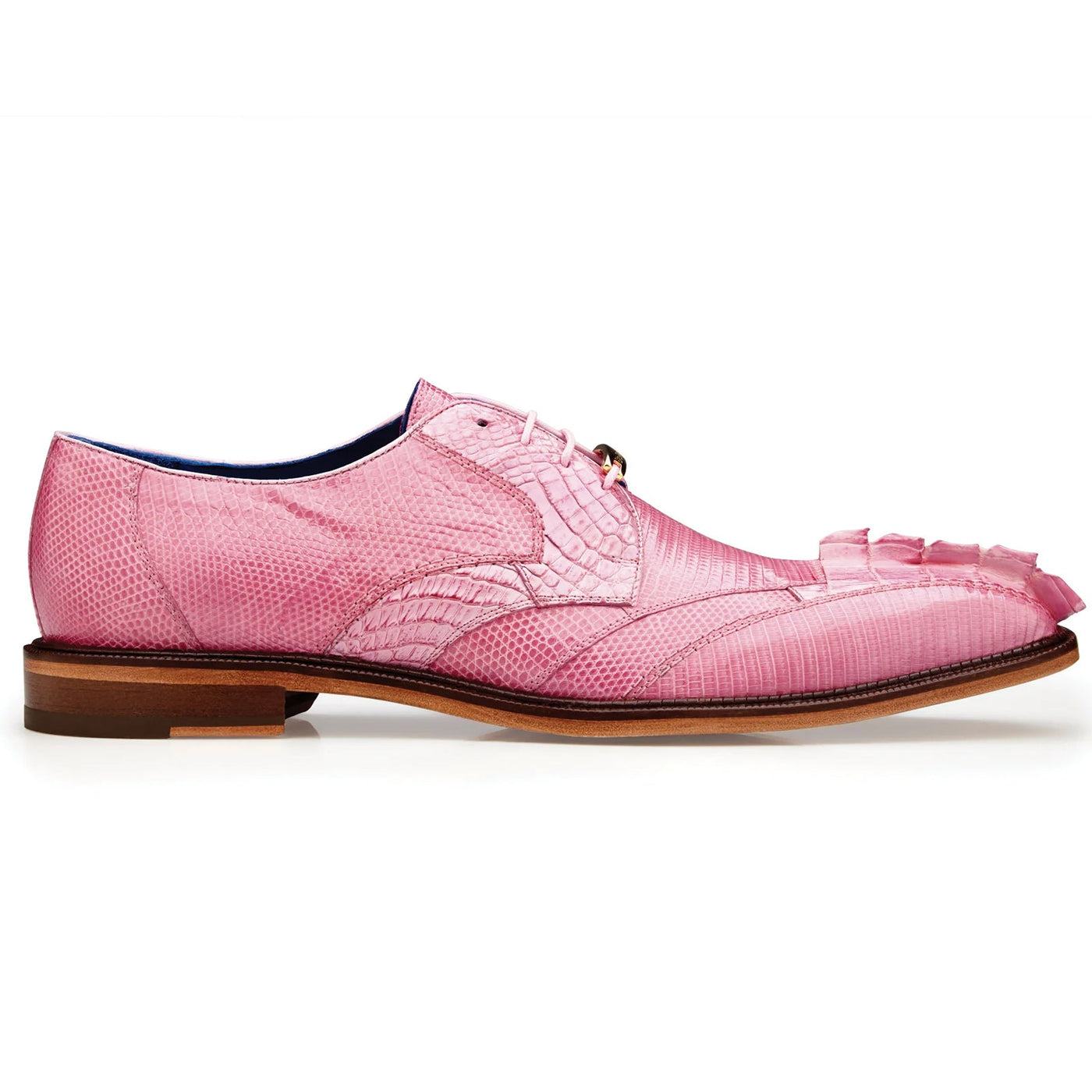 Men's Belvedere Valter Lizard & Crocodile Hornback Tail Dress Shoe in Rose Pink