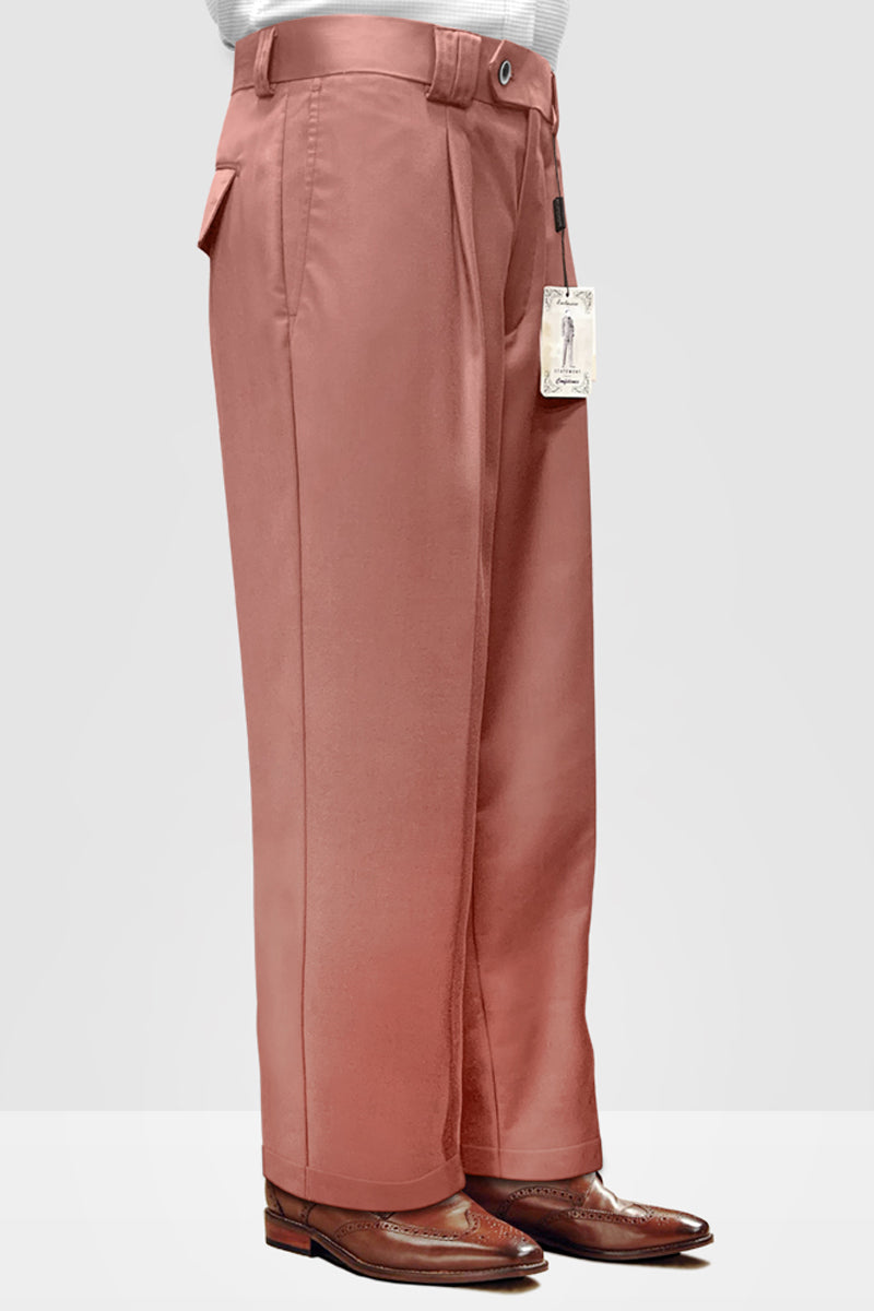 Men's Designer Wool Pleated Wide Leg Dress Pants in Mauve Pink ...