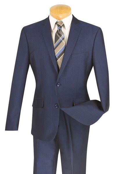 Men's Textured Slim Fit Stretch Travel Suit in Blue
