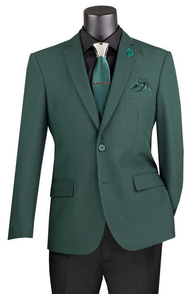 Men's Slim Fit Poplin Club Sport Coat Blazer in Hunter Green
