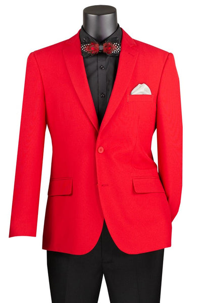 Men's Slim Fit Poplin Club Sport Coat Blazer in Red