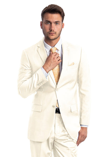 Men's Two Button Basic Modern Fit Business Suit in Off White