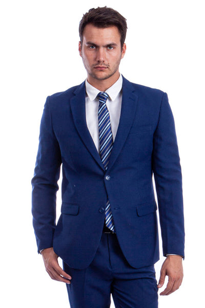 Men's Two Button Hybrid Fit Basic Business Suit in Blue