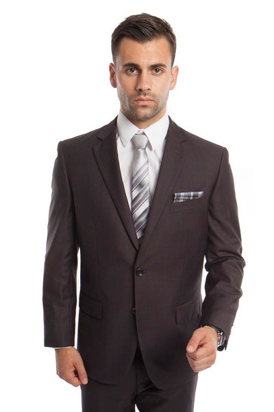Men's Two Button Basic Modern Fit Business Suit in Dark Grey
