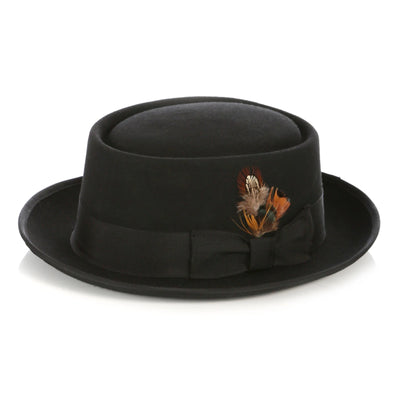 Men's Classic Wool Porkpie Dress Hat in Black