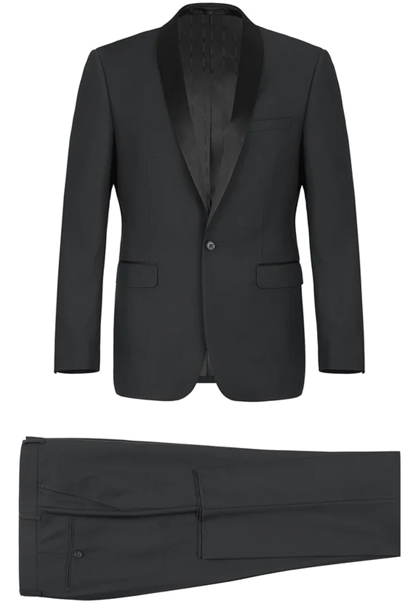 Mens Traditional Slim Fit Shawl Collar Tuxedo in Black | CLOSE OUT 44S