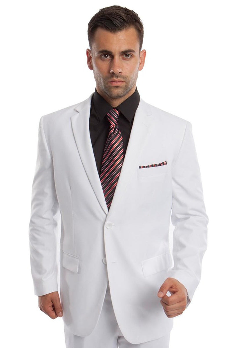 Men's Two Button Basic Modern Fit Business Suit in White ...