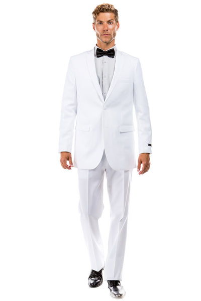 Men's Two Button Basic Hybrid Fit Business Suit in White