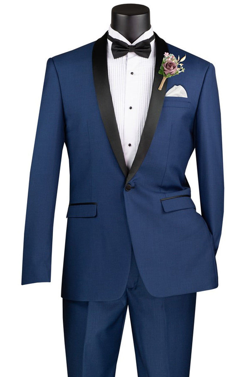 Men's Slim Fit Shawl Collar Tuxedo in Blue