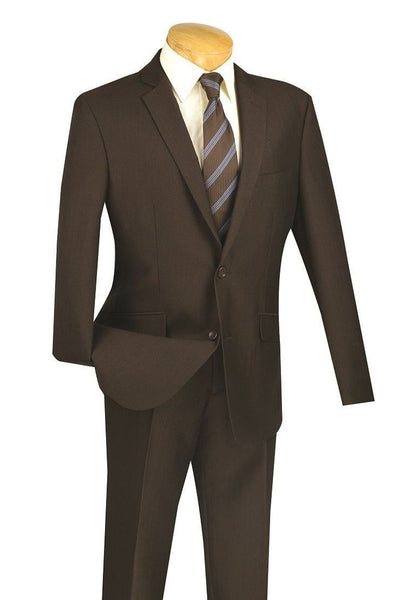 Men's Textured Slim Fit Stretch Travel Suit in Brown
