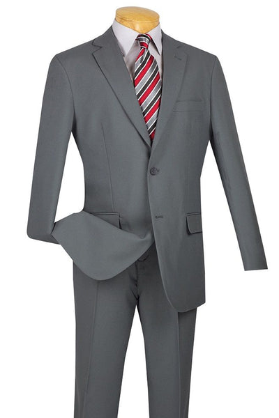 Mens Modern Fit Two Button Poplin Suit in Light Grey