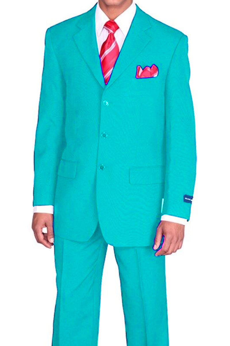 Mens 3 Button Classic Fit Poplin Suit in Sky Blue