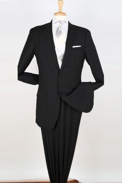 Mens Two Button Modern Fit Extra Long Suit For Tall Men in Black