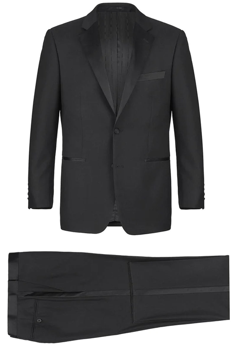 Mens Traditional Two Button Classic Fit Notch Tuxedo in Black