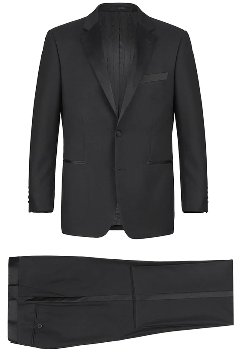 Mens Traditional Two Button Classic Fit Notch Tuxedo in Black