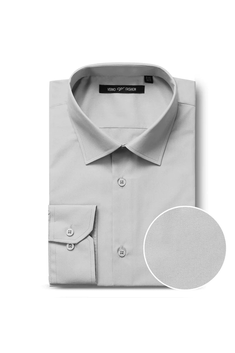 Mens Classic Fit Spread Collar Dress Shirt in Grey