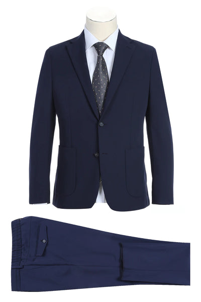 Mens Slim Fit Unconstructed Travel Suit in Navy