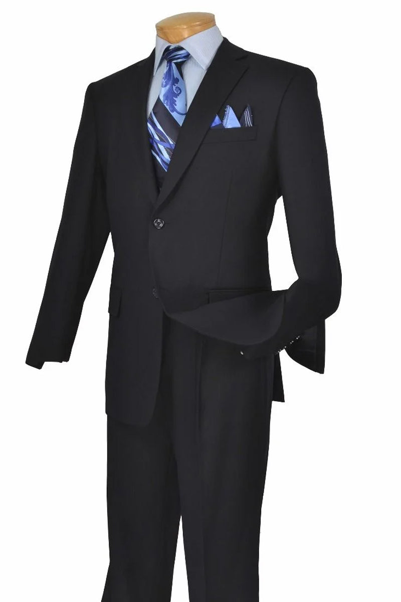 Mens Two Button Modern Fit Poplin Suit in Navy Blue – SignatureMenswear