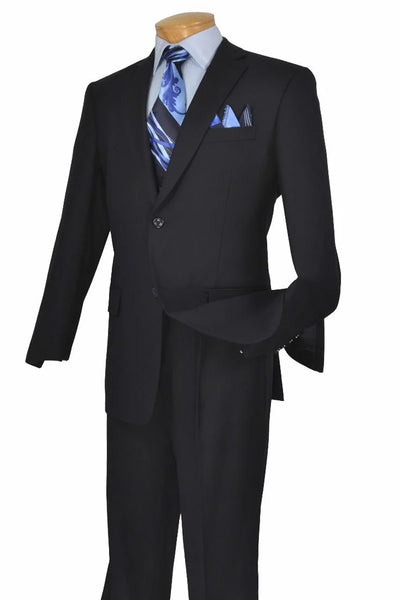 Mens Two Button Modern Fit Poplin Suit in Navy Blue