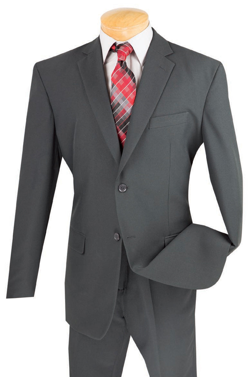 Mens 2 Button Classic Poplin Suit in Charcoal Grey SignatureMenswear