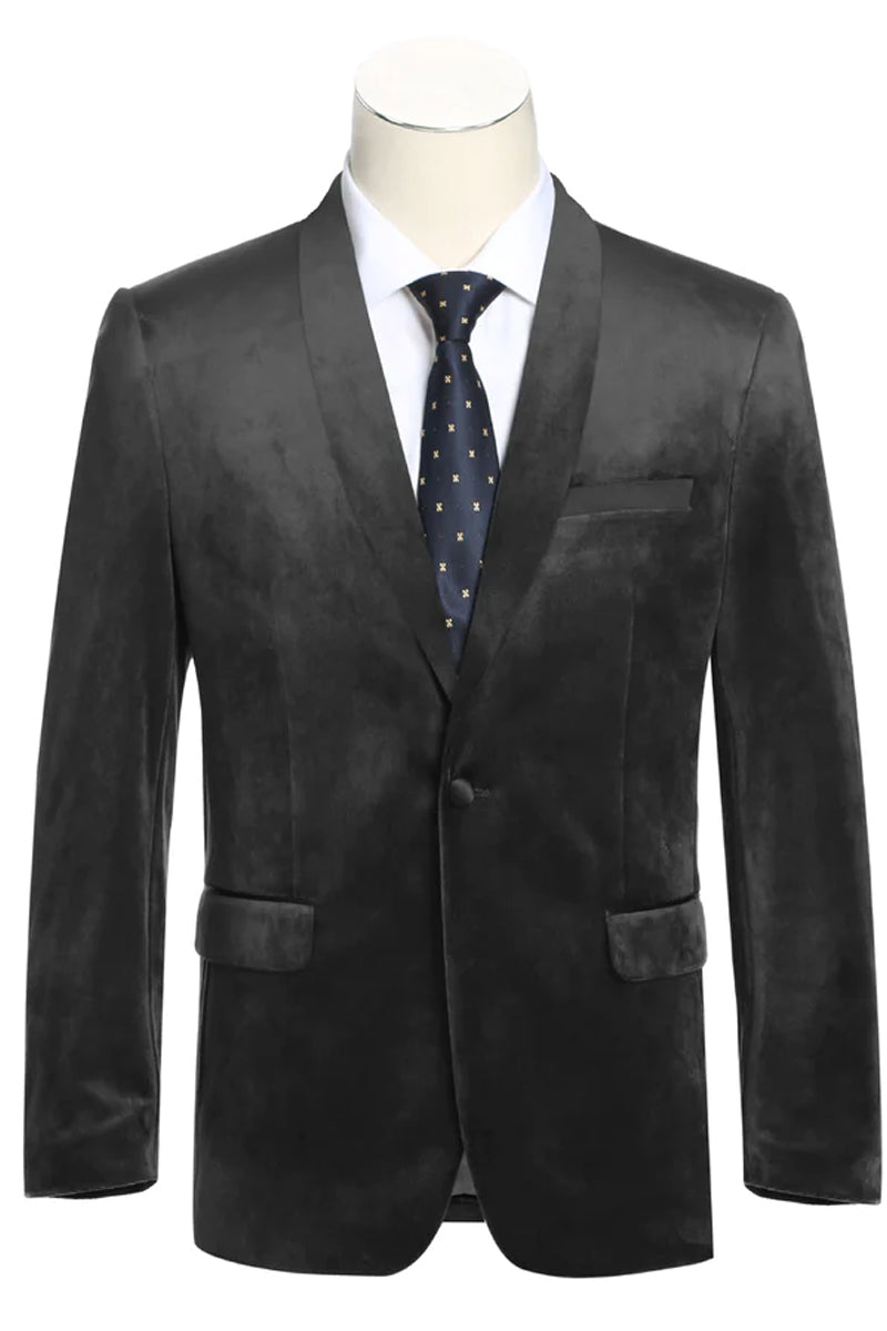 Men's 1 Button Shawl Lapel Wool Tuxedo Black Slim Fit  Suit main image 1