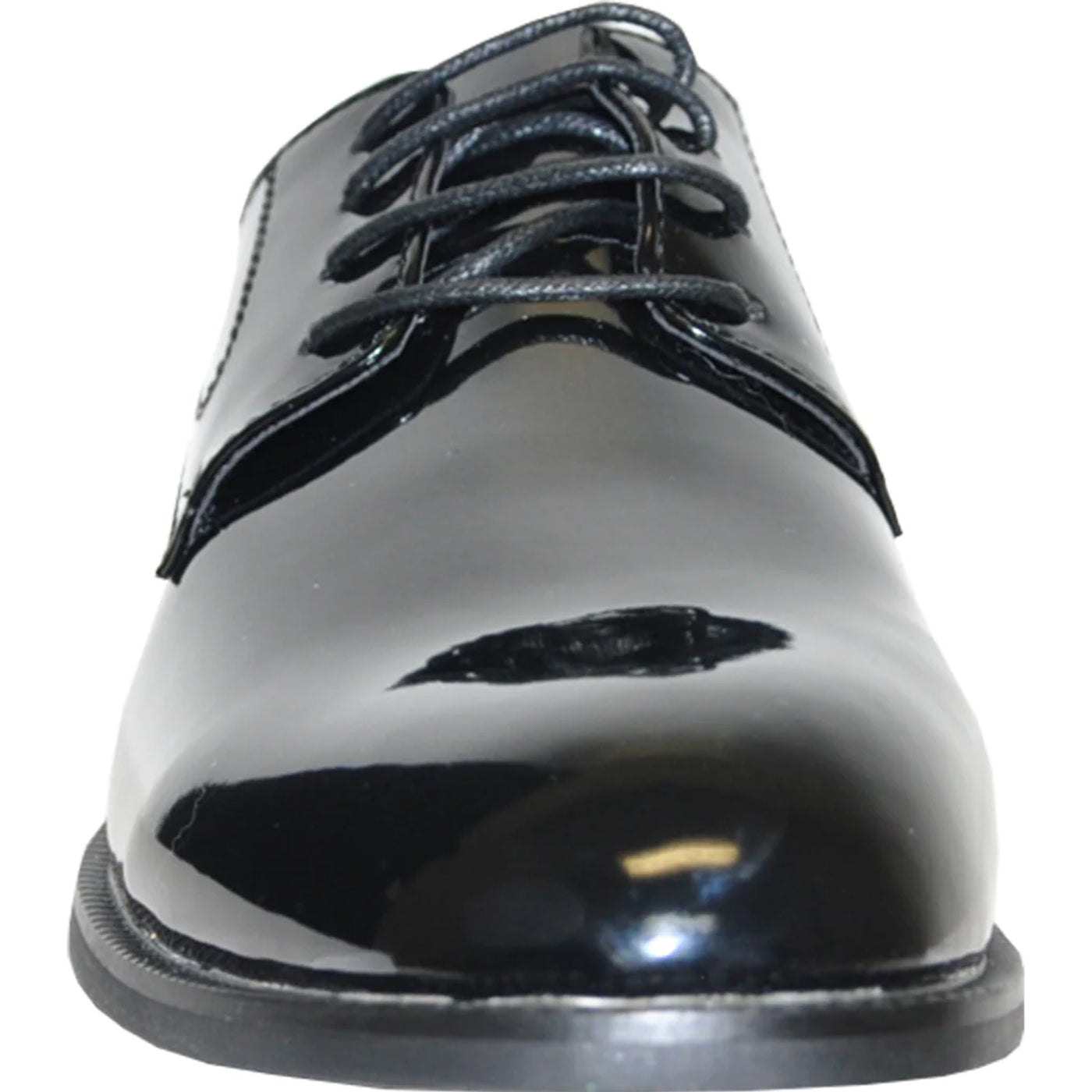 Mens Plain Round Toe Shiny Patent Tuxedo Shoe in Black