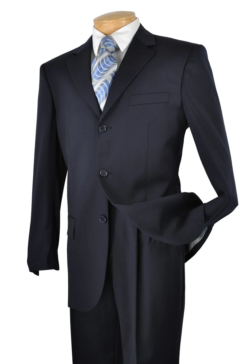 Mens Classic 3 Button Regular Fit Suit in Navy Blue – SignatureMenswear