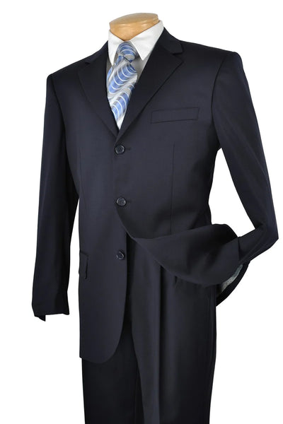 Mens Classic 3 Button Regular Fit Suit in Navy Blue